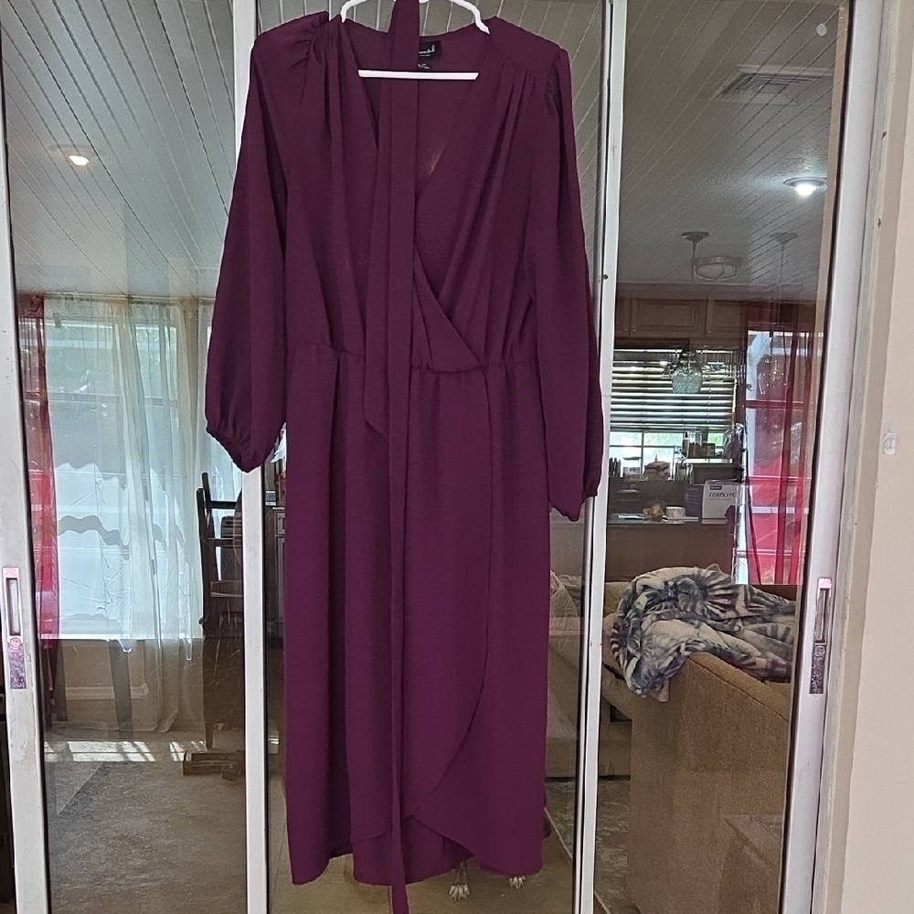 Connected Apparel Long Sleeve Dress in Deep Purple